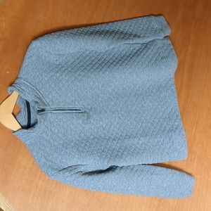 Lands' End Womens quarter zip Quilted sweatshirt grey large